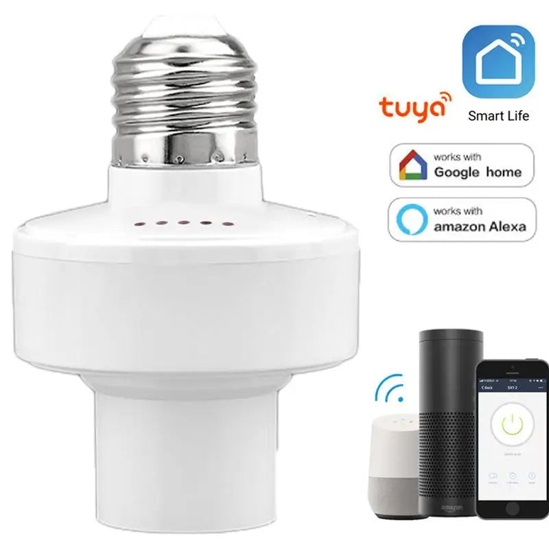 CORUI WiFi Tuya/Smart Life App Smart Light Bulb Adapter Lamp Holder Base E27 E26 Voice Control Work With Alexa Google Home