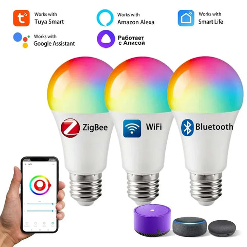 E27 E26 Tuya Smart Bulb AC 85-265V Wifi Bluetooth Zigbee Led Light RGB Lamp Spotlight Ampoules Remote Group Control Smart Life