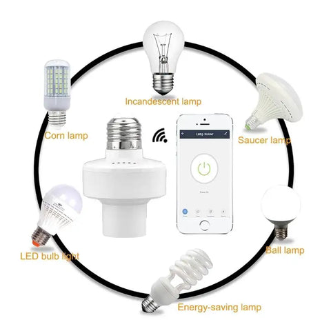 CORUI WiFi Tuya/Smart Life App Smart Light Bulb Adapter Lamp Holder Base E27 E26 Voice Control Work With Alexa Google Home