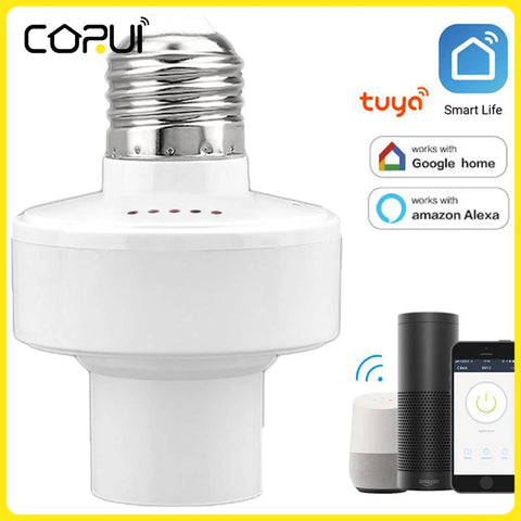 CORUI WiFi Tuya/Smart Life App Smart Light Bulb Adapter Lamp Holder Base E27 E26 Voice Control Work With Alexa Google Home